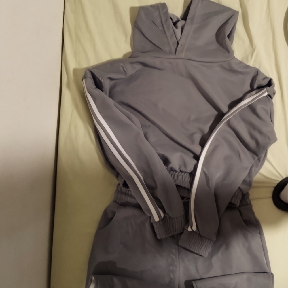 Roma Concept 2 Piece Gray with White Pinstripe Sweatsuit
